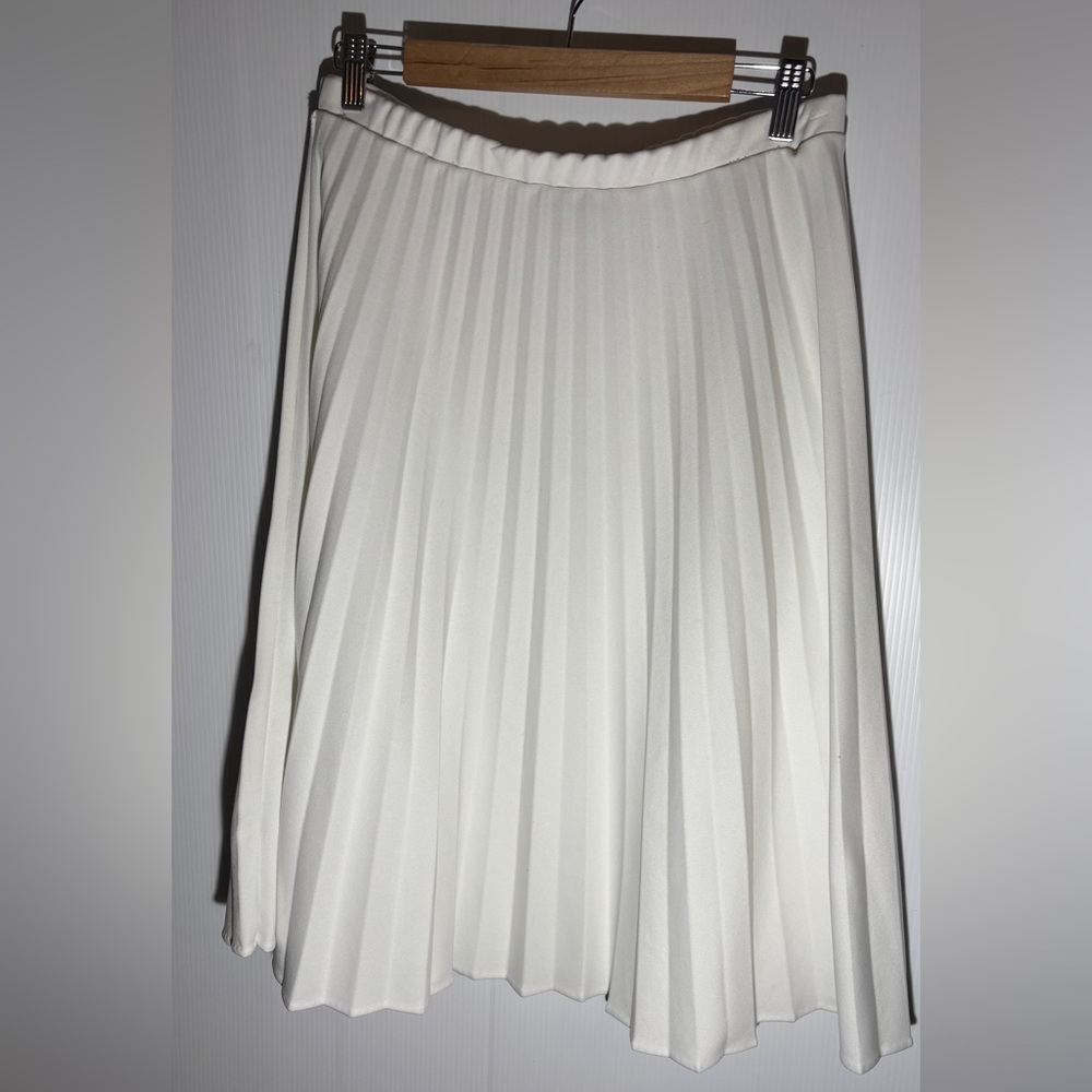Sarah Talbott Vintage 60s 70s Ivory Accordion Pleated Midi Skirt size 8